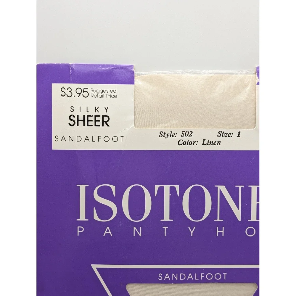 VTG 1988 Isotoner Silky Sheer Sandalfoot Pantyhose Linen Size 1 Style 502 NOS